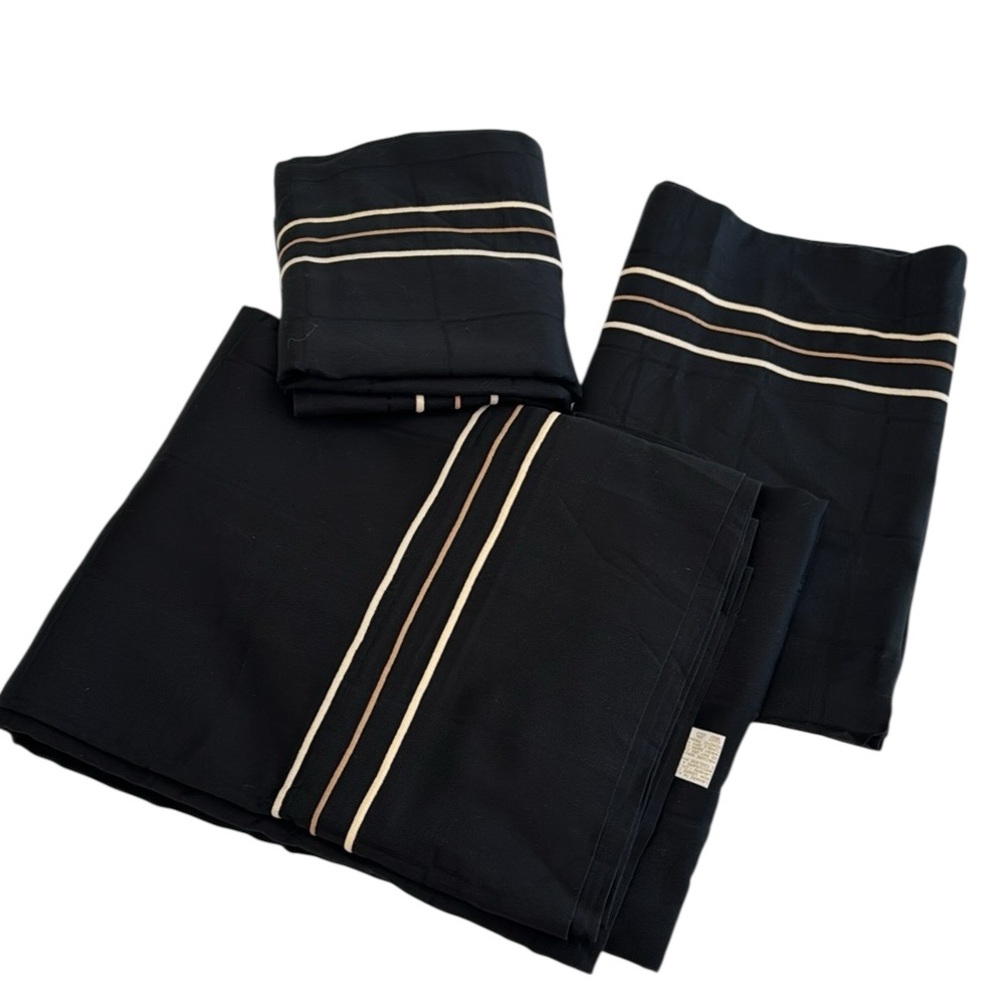 Pratesi Italy black 3pc St Shams  100% Egyptian Cotton Jacquard 3 Lines Queen